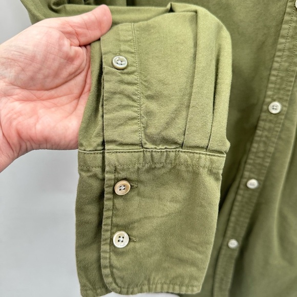 ALEX MILL organic cotton miliary green button long sleeve boho grunge blouse XL - Picture 6 of 15
